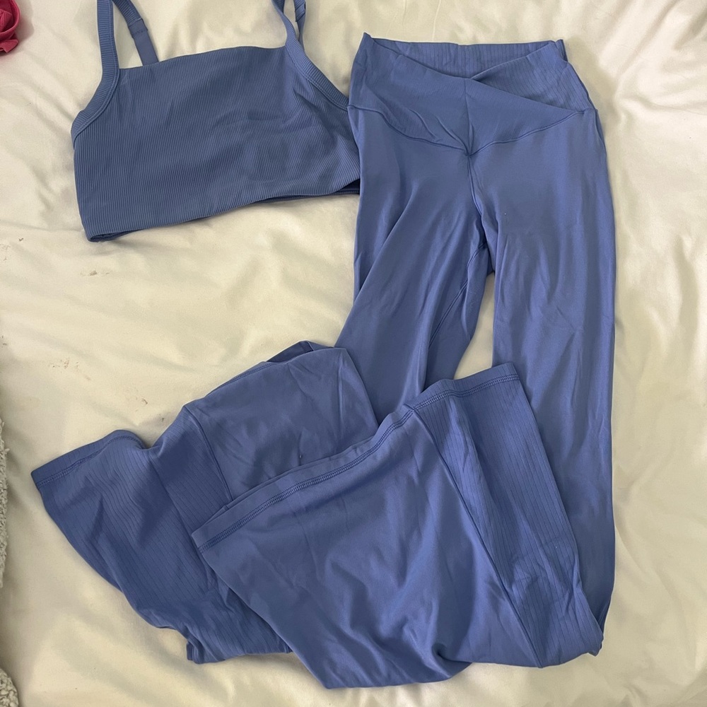 Blue Yoga Set with Top and Pants